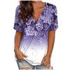 Camiseta de manga corta elegante con cuello en V para mujer, Tops holgados con estampado Floral en 3D, varios colores