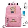 Labubu Printed Student Bag Iron Chain Trend Backpack Usb Bag