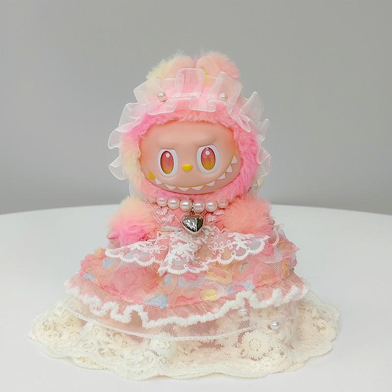 Lolita Dress Set 14cm BJD Dolls Includes Skirt Layer Headpiece Necklace Purple Red Orange Blue