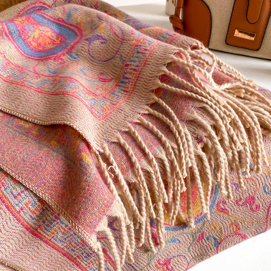 Imitation Cashmere Scarf, Air-conditioned Room Warm, Cashew Texture Fashion Shawl, Thickened Warm Scarf In Autumn and Winter