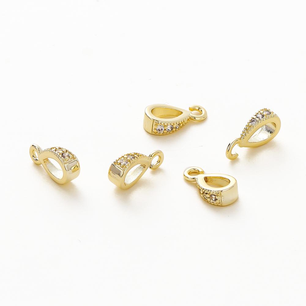 4PCS/lot 14K 18K Gold Color Plated Brass with Zircon Bale Pinch Clasp For Pendant Connector DIY Necklace Jewelry Making Findings