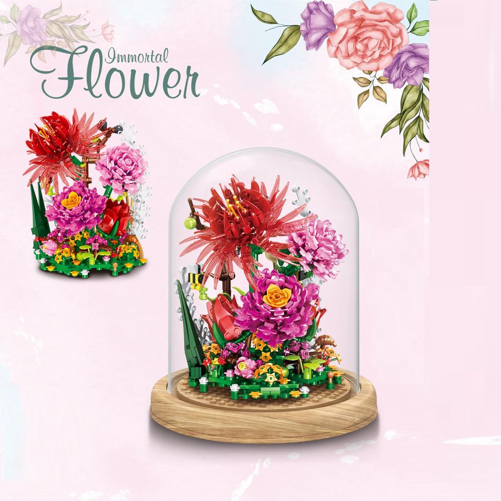 2022 креативные бессмертные цветы, сочные растения, строительные блоки, модель кирпича, детские игрушки, совместимые с Lego