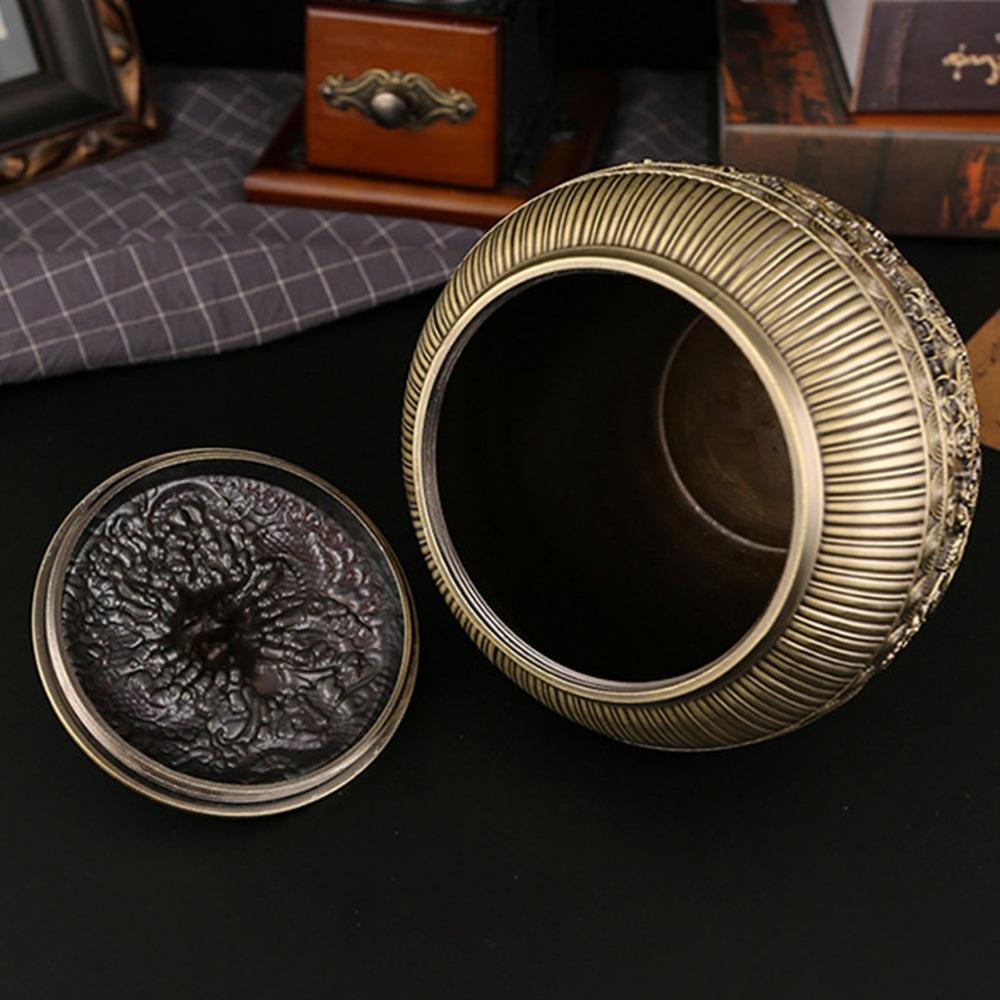 Airtight Lid Loose Tea Storage Container Bronze Metal Tea Canister  For Kitchen Cabinet