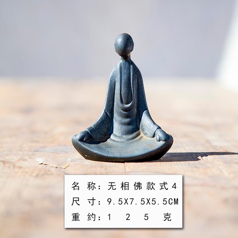 Chinese Retro Faceless Buddha Statue Mini Buddha Figure Home Living Room Office Table Zen Meditation Ornament Garden Decoration