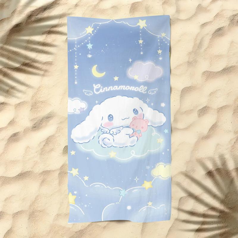 Cute Cartoon Kitten Printed Microfiber Beach Towel Quick Dry Soft Bath Towel For Kids Seaside Swimming