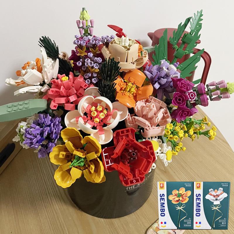 Совместимый с LEGO набор для сборки букета подсолнухов - Креативный образовательный подарок на день рождения для парня или девушки.