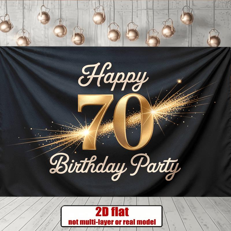 Party Backdrop 70Th Birthday Elegant Sparkling Flat Golden Parties Numbered Weddings Birthdays Photo Booth Background Front Door Decor