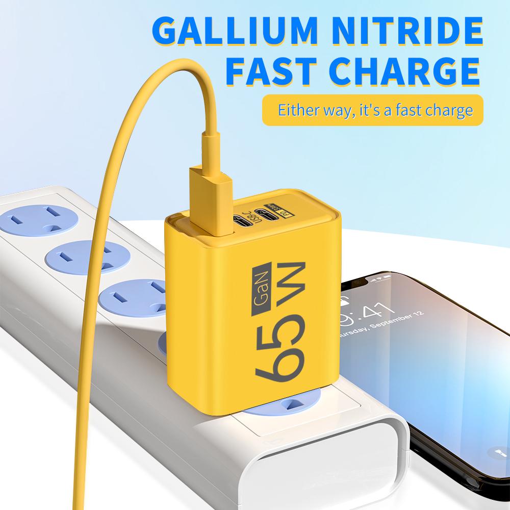 Total 65W GaN USB C Charger Fast Charging Type C Mobile Phone Adapter For iPhone Quick Charge 3.0 EU/US Plug Wall Charger