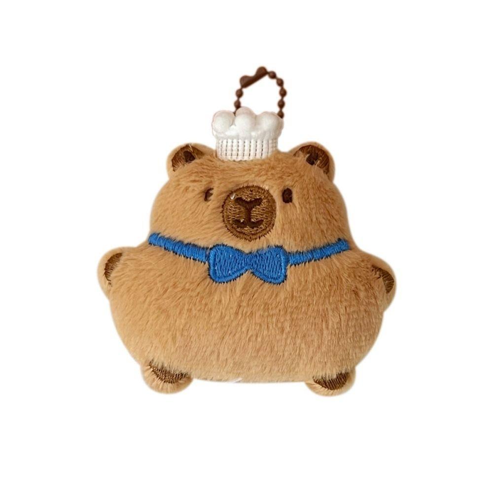Cartoon Capybara Pendant Croissant Bag Pendant Kawaii Food Plush Keychain  Kids