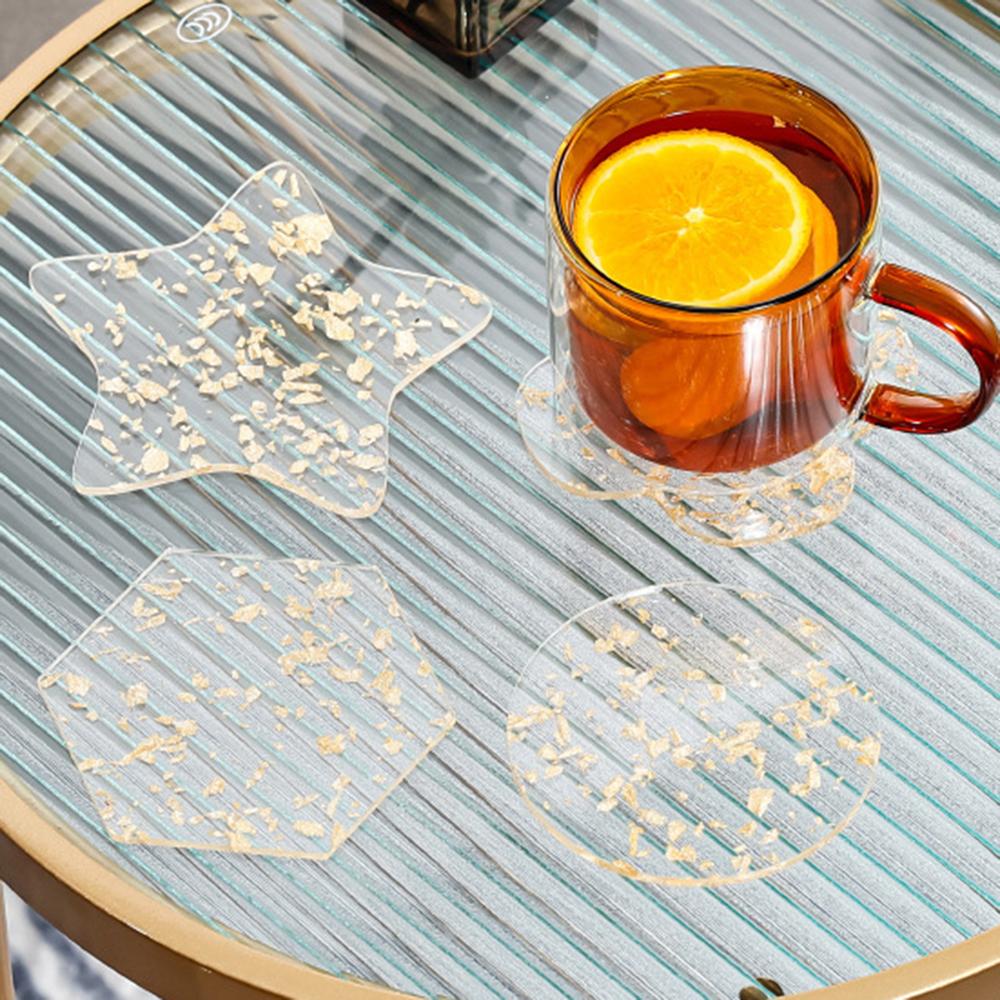 Акриловая подставка из золотой фольги, теплоизоляционный настольный коврик, противоскользящий держатель для чашки, кружка для молока, кофейная чашка, коврики для кухонного стола, декоративные