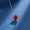 Heart-Shaped Jewelry Set: Pendant, Stud Earrings, and Ring with Imitation Ruby Main Stone.