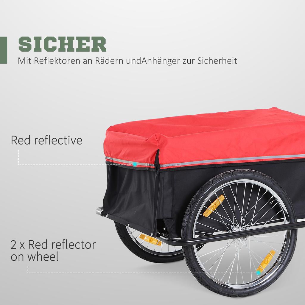 Bicycle Trailer Foldable Cargo Trailer with Coupling, Transport Cart up to 40 kg Load Capacity