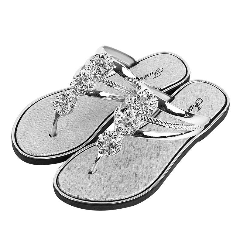 Женские шлепанцы с открытым носком и стразами, модные летние модные тапочки, легкие шлепанцы, модельные сандалии, удобные нескользящие плоские тапочки для вечеринок