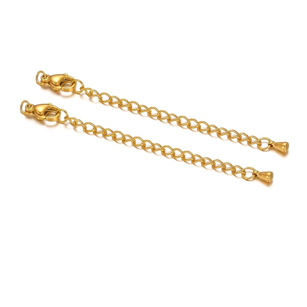 10pcs Stainless Steel Lobster Clasps 5cm Extension Extended Tail Chains for DIY Jewelry Making Bracelet Necklaces Connectors
