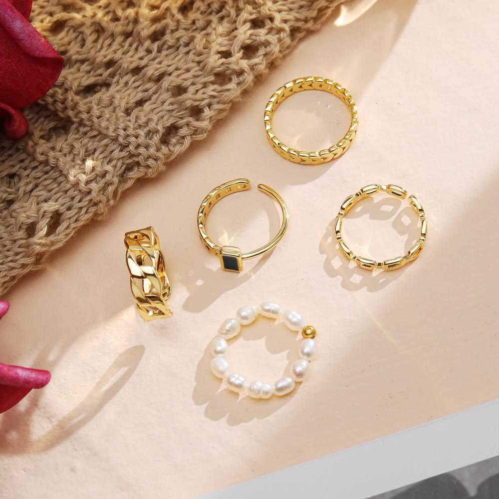 Кольцо женское, кольцо из пяти частей, ювелирные изделия, модное элегантное кольцо, студенческое простое кольцо, изысканные ювелирные изделия