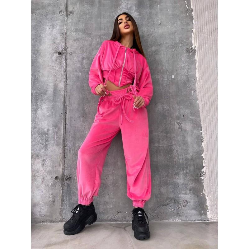 Womens Casual Hooded Two-Piece Set Long Sleeve Zip-Up Top With Drawstring Waist Pants Solid Color Streetwear Outfit
