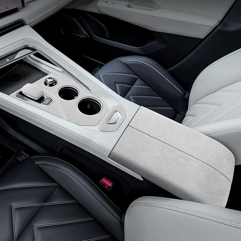 Italian Suede Overlay Interior Cover for Zeekr 001 2021 2022 2023 Central Gearshift Panel, Gears Lever, Armrest, Steering Whell