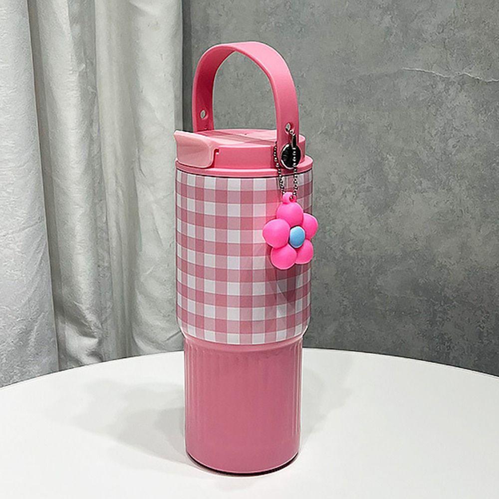 Portable Outdoor Insulated Mug Creative Coffee Tumbler with Handle Drinking Straw Cup Kitchenware