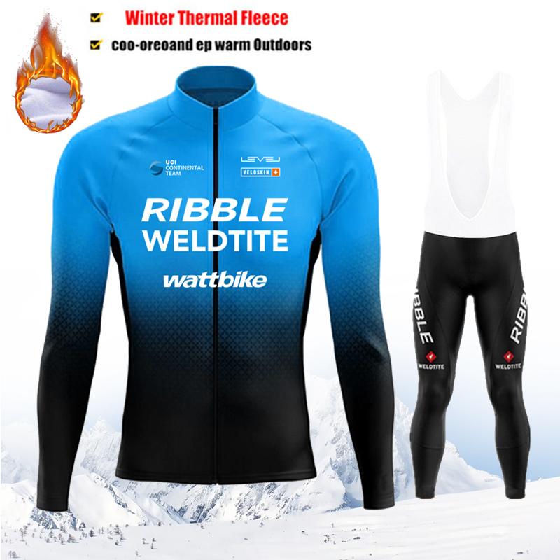 2026 Зимний Термофлисовый Велосипедный Комплект Джерси Maillot Ropa Ciclismo Сохраняет Тепло MTB Велосипедная Одежда Синий Велосипедный Комплект