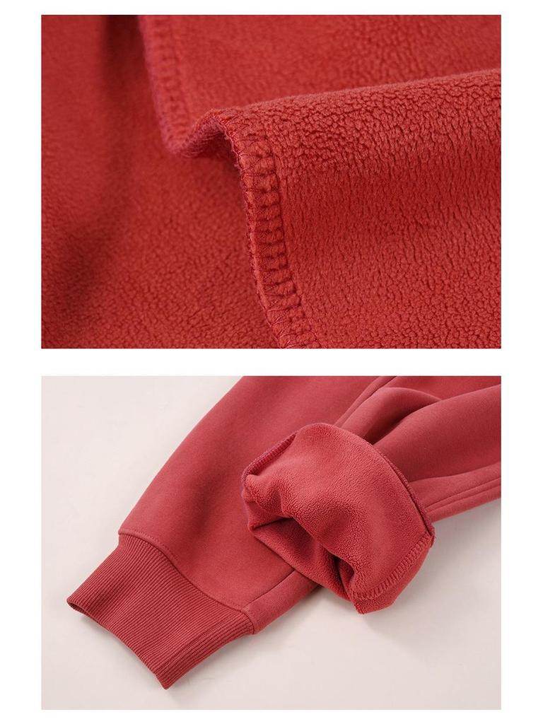 2025 Стильные Простые Девятиточечные Брюки С Флисовой Подкладкой Свободного Кроя для Миниатюрных Женщин