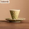 35 мл Яочжоу печь селадон чашка рельефная Taihu озеро камень бамбук шляпа чашка дегустация одинарная мастер чашка чайная чаша кунг-фу чайный сервиз подарки