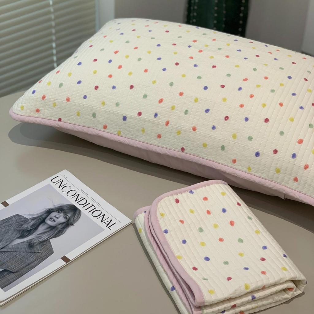 Стеганое покрывало с подходящими наволочками из чистого хлопка (Набор из 2), Уплотненный, 48x74см, Подходит для всех сезонов.