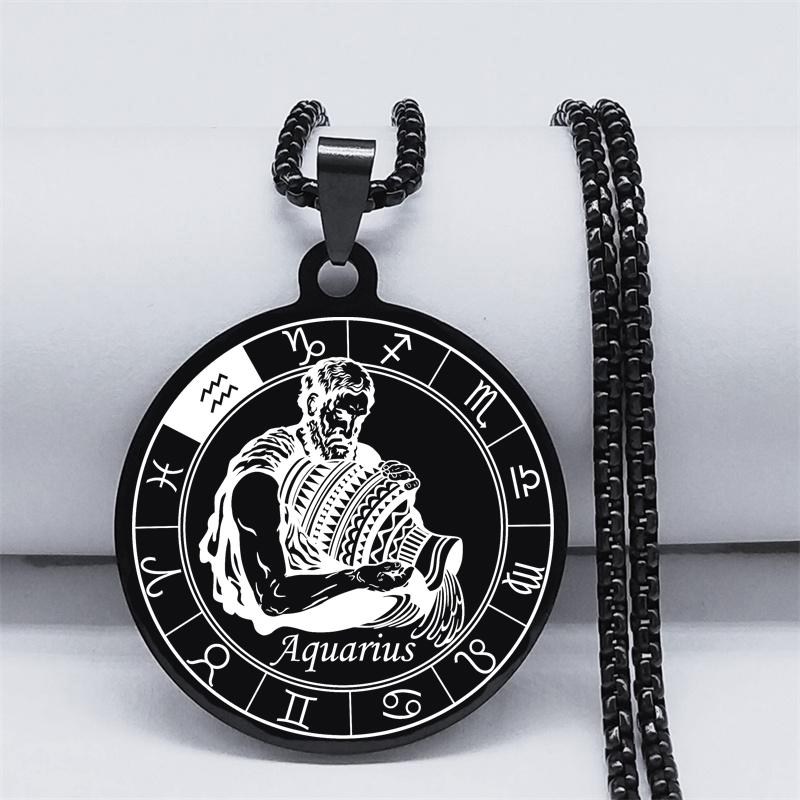 12 зодиакального созвездия Овен Рыбы Лев Весы Скорпион Козерог Кулон Ожерелье из нержавеющей стали Дамы Мужчины Серебряная цепочка Ожерелье Ювелирные изделия
