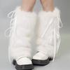 Fuzzy Plush Boot Cuffs Bowknot Ribbon Plush Stockings JK Boot Cover  Sweet Harajuku Style