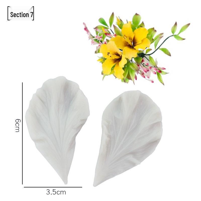 Силиконовая форма для мастики - Набор лепестков и листьев, пищевая, для тиснения на дереве и цветах.