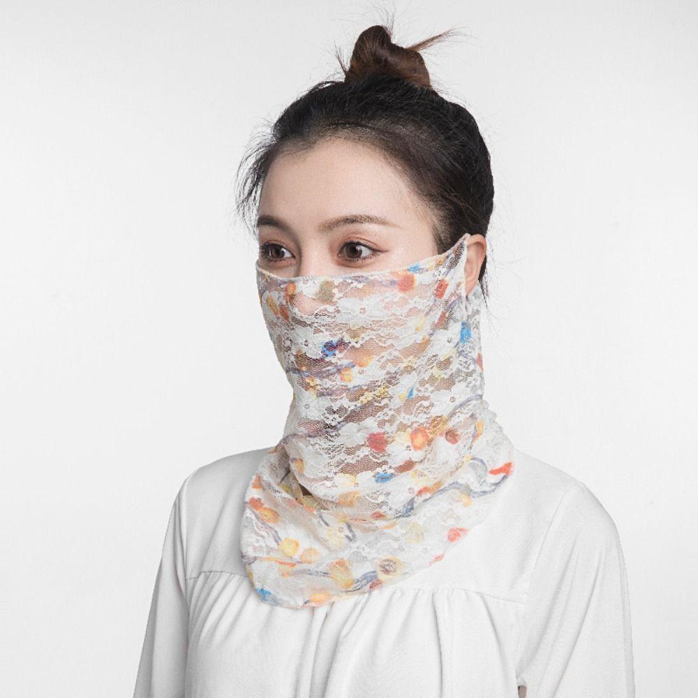 Floral Silk Scarf Ice Silk Neck Guard Scarf Summer Veil Women