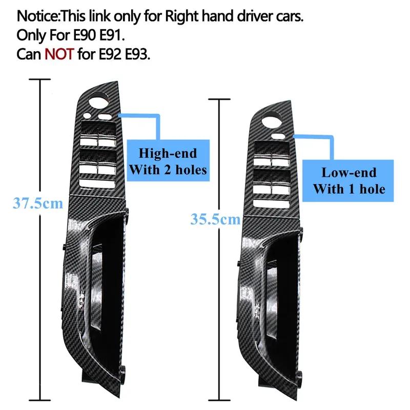 For BMW 3 Series E90 E91 316 318 320 325 Upgraded LHD RHD Carbon Fiber Inner Door Pull Handle Kit Panel Trim Cover Replacement