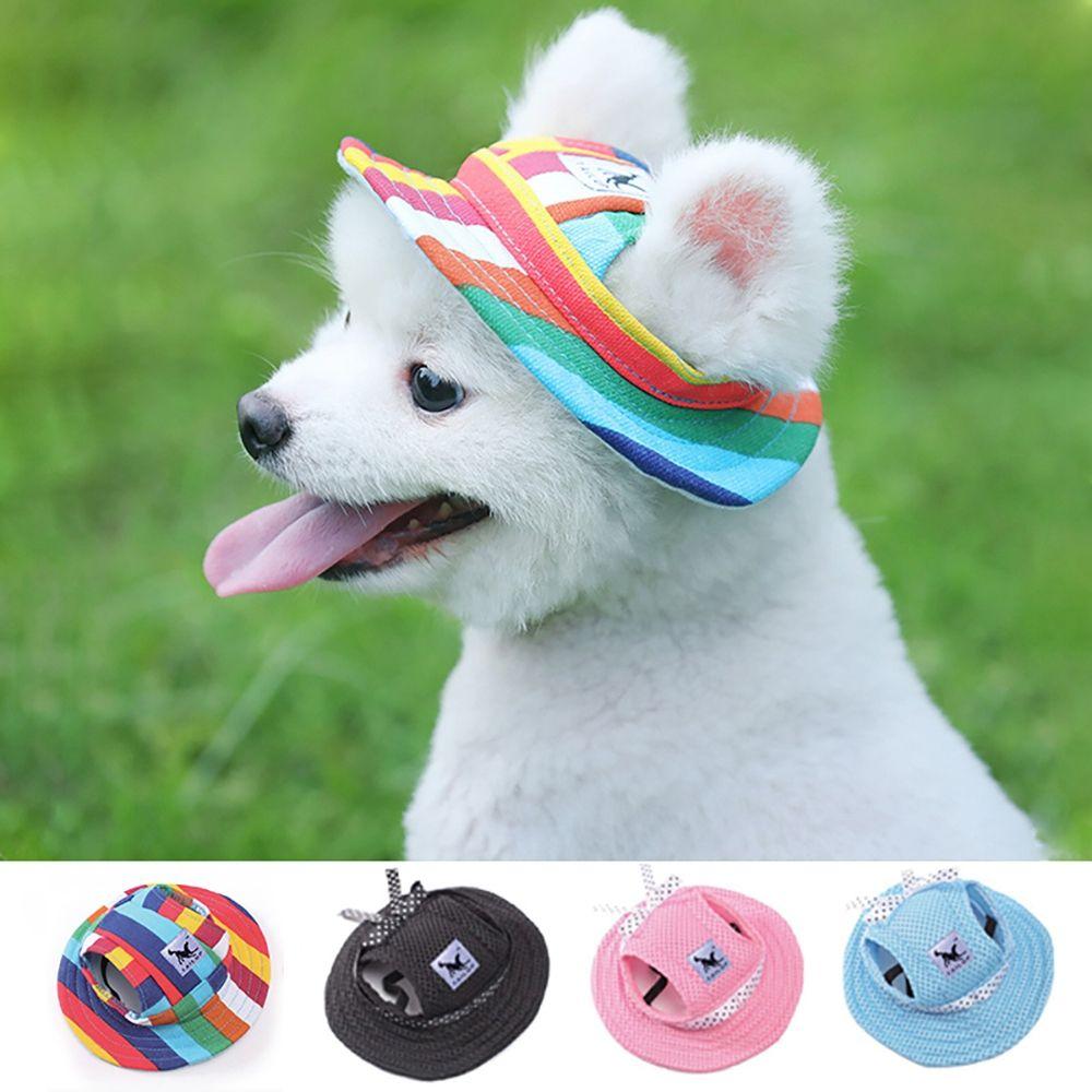 Stripe for Small Medium Mesh Cloth Canvas Cat Hat Dog Caps Pet Products Sunhat