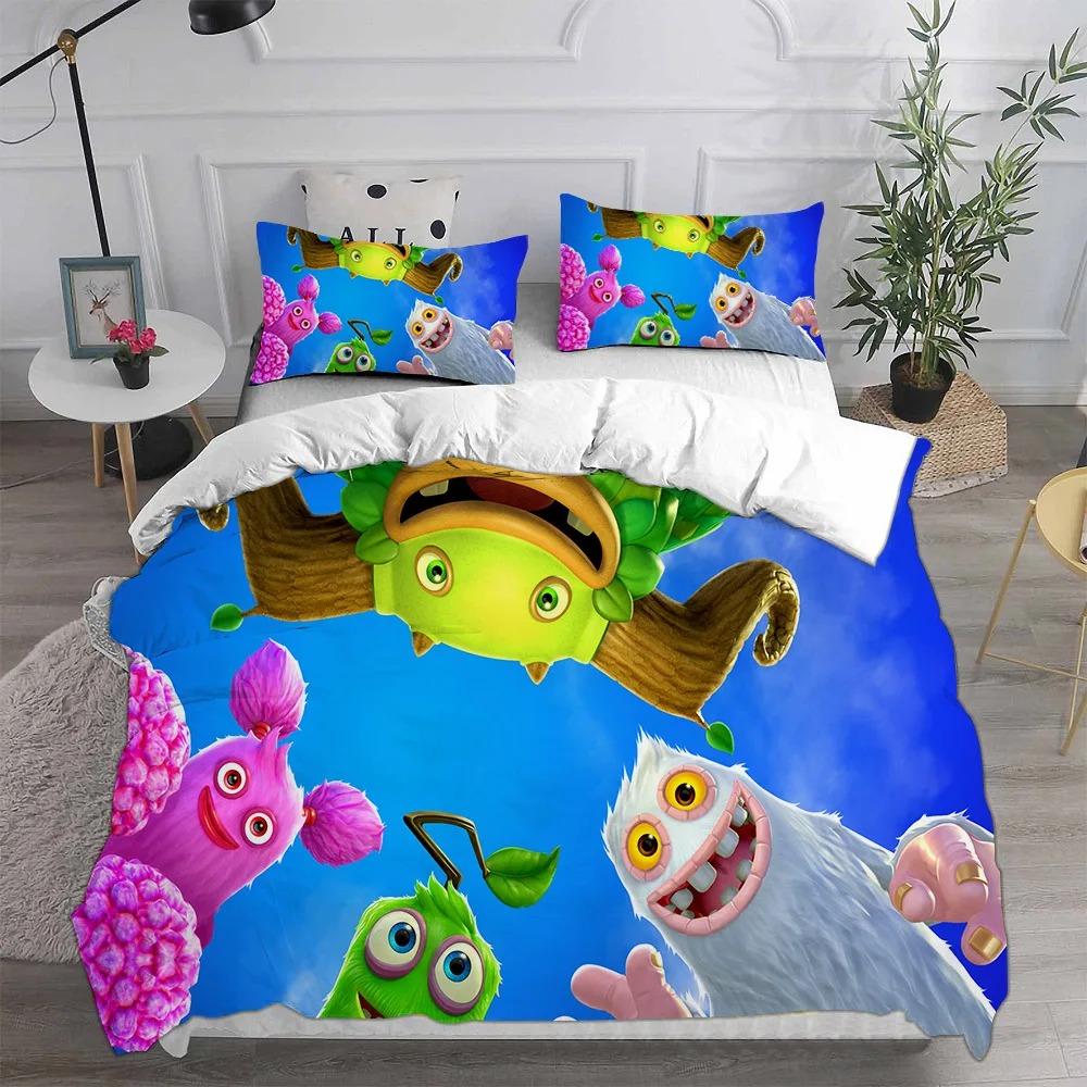 3D Cartoon Duvet Cover Bedding Set, My Game Singing Monsters Duvet Cover Pillowcase, Home Room Bedroom Decoration