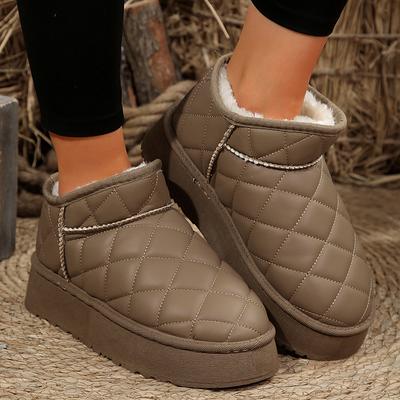 Зимние водонепроницаемые ботинки на платформе для снега для женщин 2024 года, нескользящие толстые плюшевые ботильоны для женщин, удобные ботинки с толстой подошвой и хлопковой подкладкой