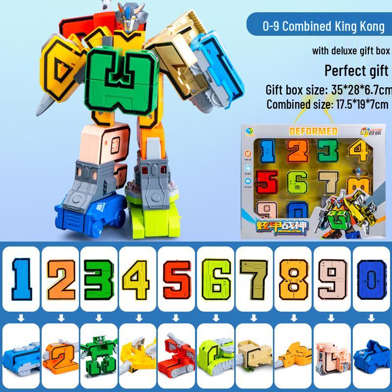 Large Kids' Number Symbol Transforming Robot Car Toy Set