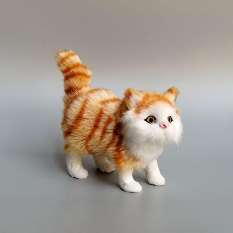 Kitten Figures Simulation Cat Ornament Gift for Kid Children Bedroom Decoration