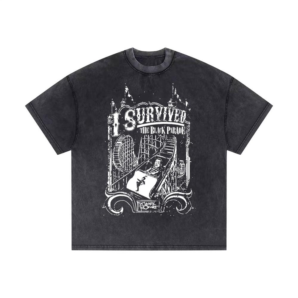 Washed Vintage My Chemical Romance Double Sided Print T Shirt Men Women Casual Oversized Tshirts Man Punk Emo Rock Tops Tshirt