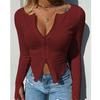 Autumn Winter Women Tops Up and Down Zipper Bottoming Shirt Europe and the United States Slim Sexy T-shirt Female