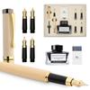 Wordsworth Black Fountain Pen Gift Includes Ink 6 Ink Ink and 4 Replacement Premium Smooth Writing & Set, Bottle, Cartridges, Converter, Nibs, Bamboo,