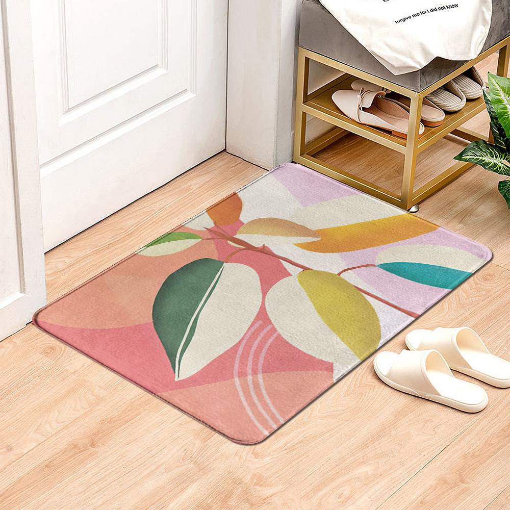 Green Plant Rainforest Leaf Carpet Living Room Carpet Hallway Balcony Doormat Kitchen Bathroom Non-slip Floor Mat Bedroom Rug