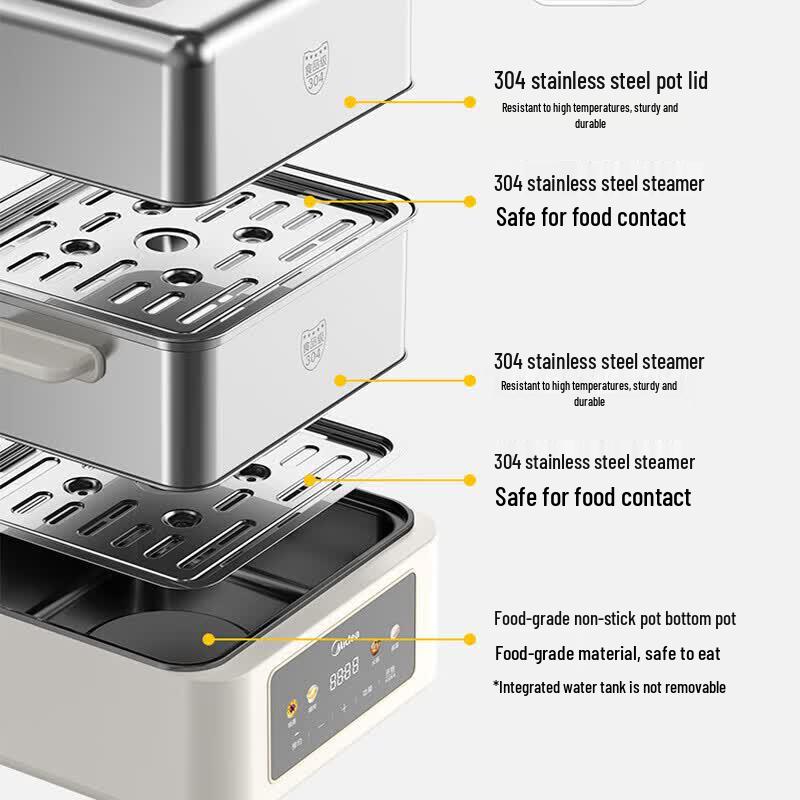 Midea 12.5L Dual-Layer Electric Food Steamer & Hotpot CN plug (adapter included)