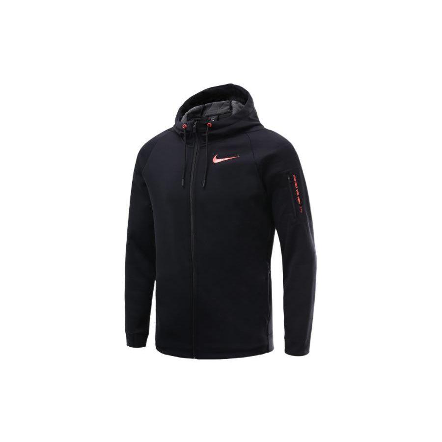 Nike Therma Logo Print Hooded Jacket Men Jackets Black BV6012-010