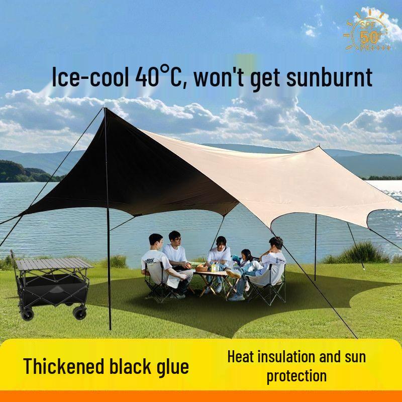 Black Butterfly Portable Camping Canopy: Large Outdoor Sunshade & Rainproof Picnic Tent