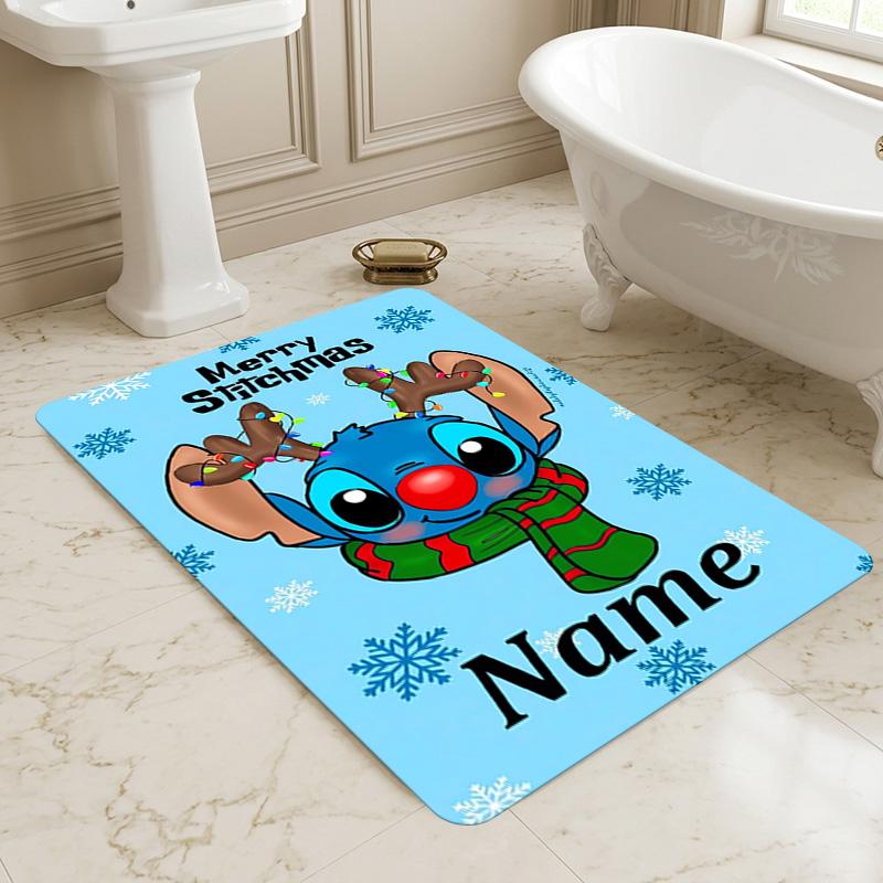 Personalized Name Stitch Fantasy Living Room Non-Slip Area Rug Soft Carpet for Bedroom Kids Playroom Sofa Office Home Decor Doormat