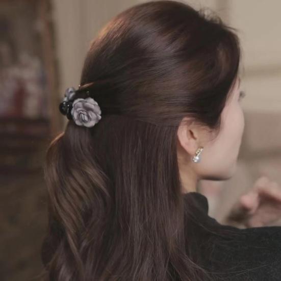Женская заколка для волос с двухсторонним декором в виде цветка розы, противоскользящие зубцы, заколка для волос с затылком в виде акулы, украшение для волос