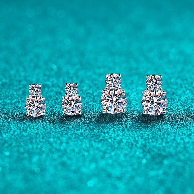 Sterling Moissanite Stud Earrings Women Minimalist Daily Wear Office Chic Cold Aesthetic