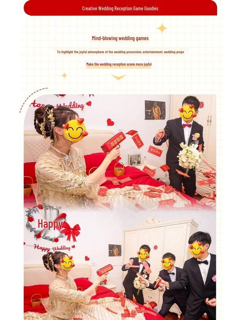 Joyful Wedding Game: Money Banknote Spray & Bride Block Challenge with Chopsticks