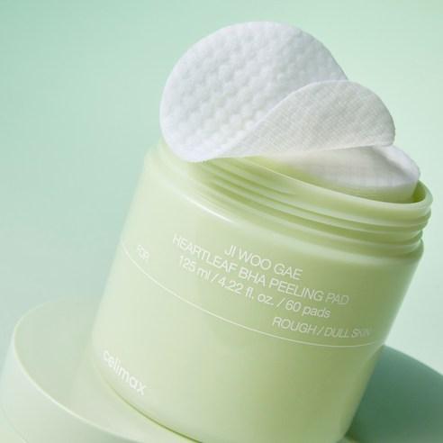 celimax Jiwoogae Heartleaf BHA Peeling Pads Gentle Exfoliation, Sebum & Pore Care 125ml 60 Pads