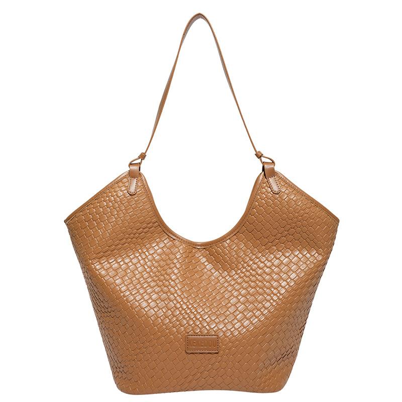 Soft Leather Woven Pattern Underarm Bag Women's New Trend Casual Simple Tote Bag Single Shoulder Handbag Women