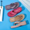 Women's 6cm Thick Sole Wedge Flip Flops - Summer Non-Slip High Heel Toe Post Sandals with Comfortable Woven Strap.